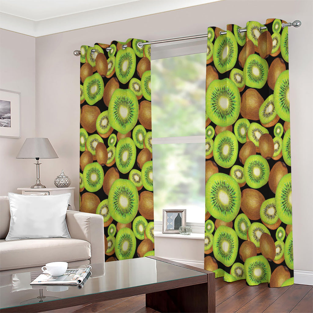 Watercolor Kiwi Pattern Print Extra Wide Grommet Curtains