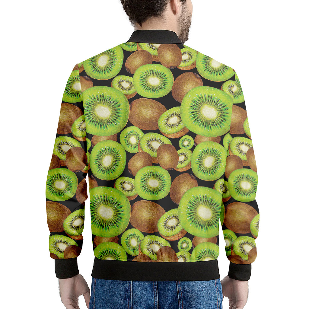 Watercolor Kiwi Pattern Print Men's Bomber Jacket