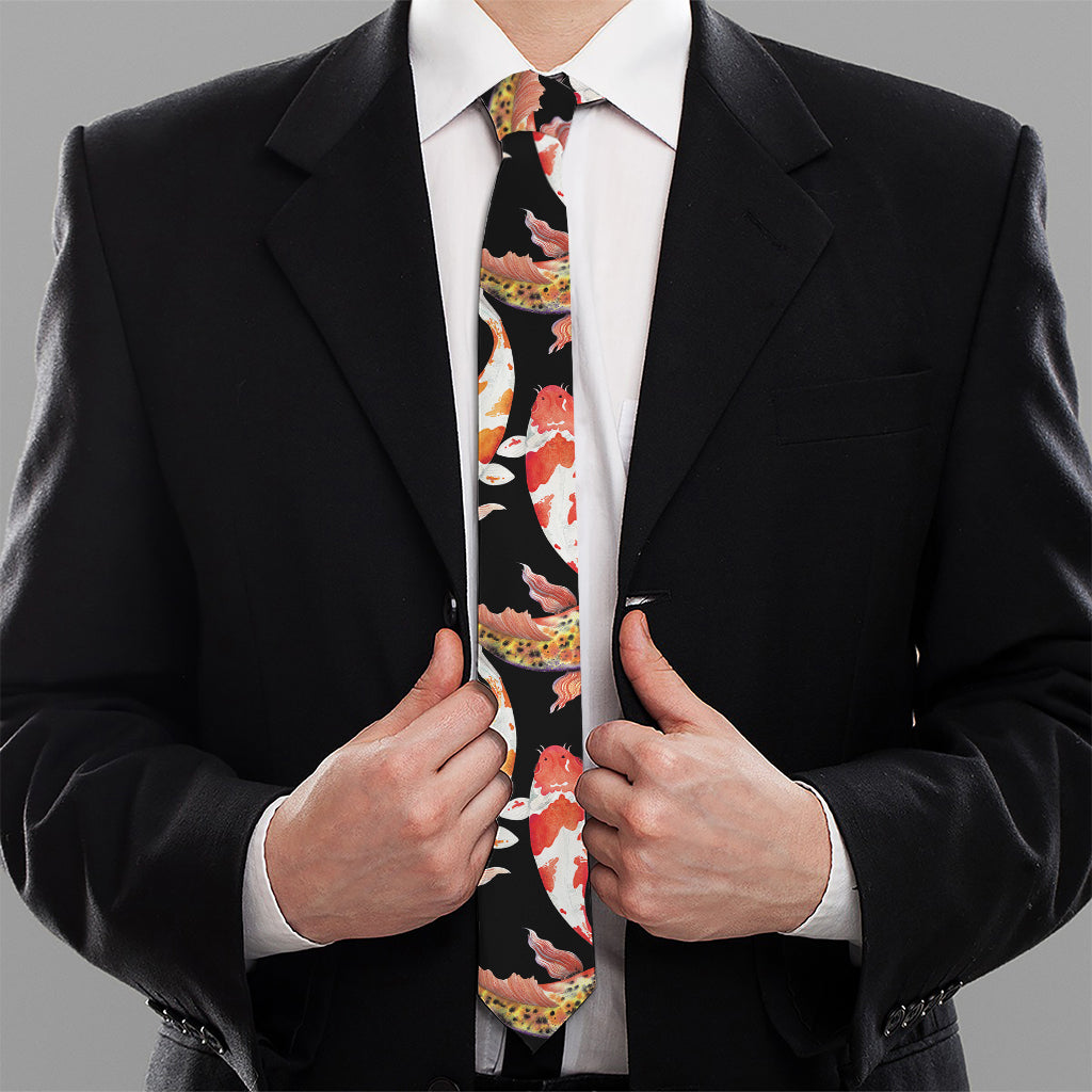 Watercolor Koi Carp Fish Pattern Print Necktie