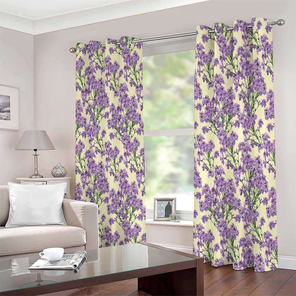 Watercolor Lavender Pattern Print Extra Wide Grommet Curtains
