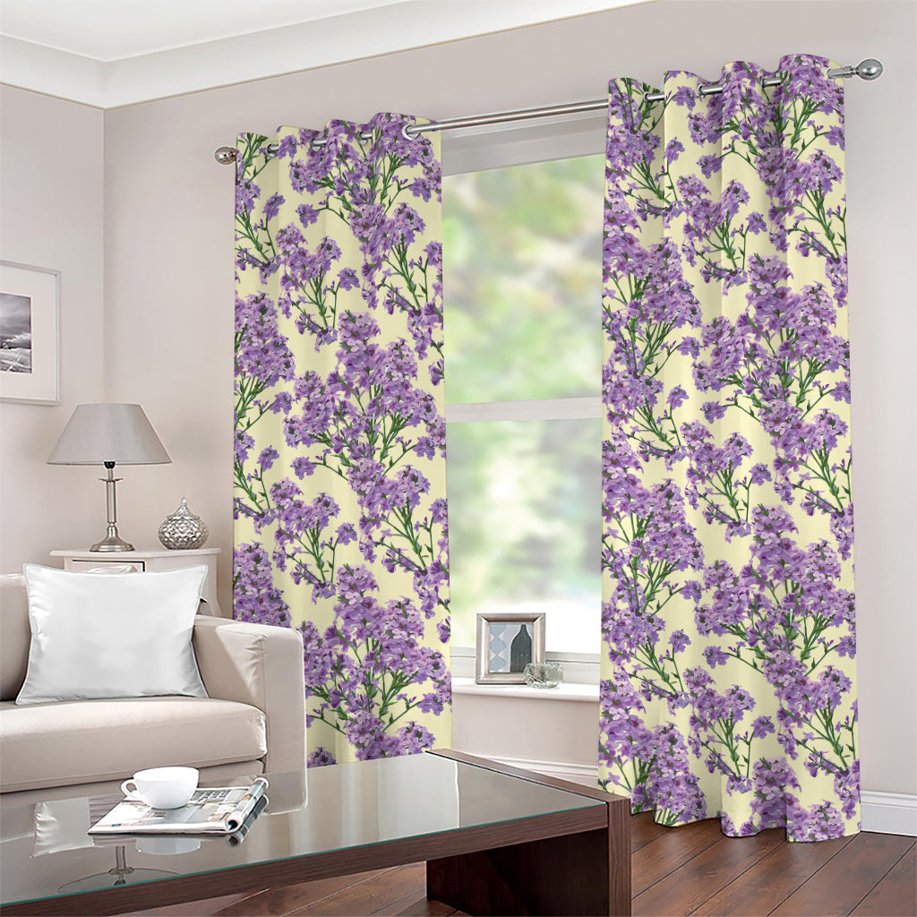 Watercolor Lavender Pattern Print Grommet Curtains