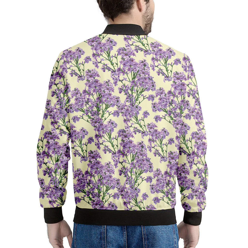 Watercolor Lavender Pattern Print Men's Bomber Jacket