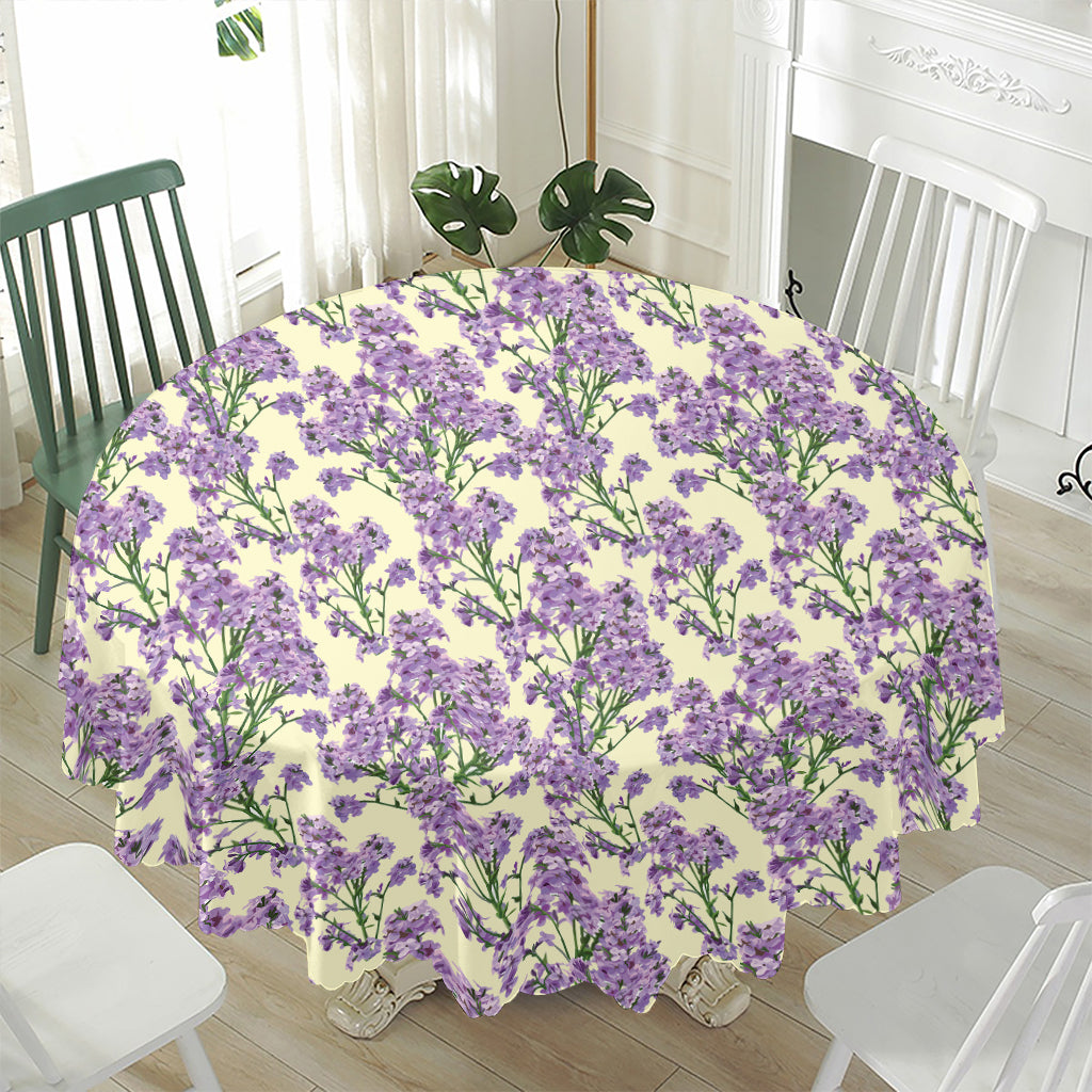 Watercolor Lavender Pattern Print Waterproof Round Tablecloth