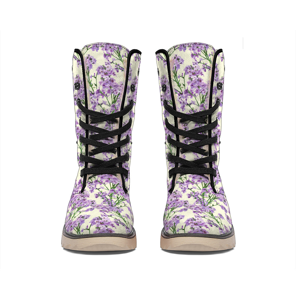 Watercolor Lavender Pattern Print Winter Boots