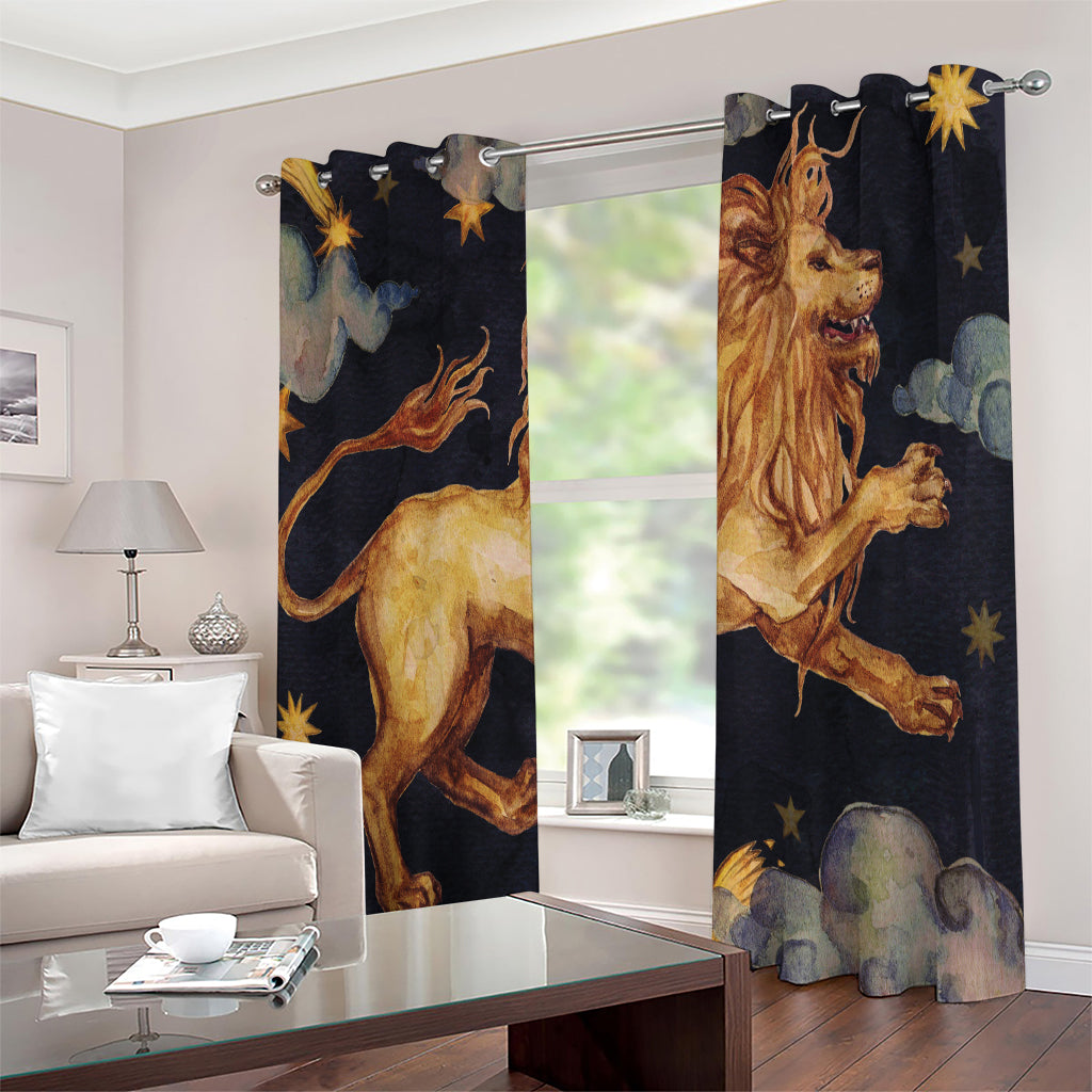 Watercolor Leo Zodiac Sign Print Extra Wide Grommet Curtains