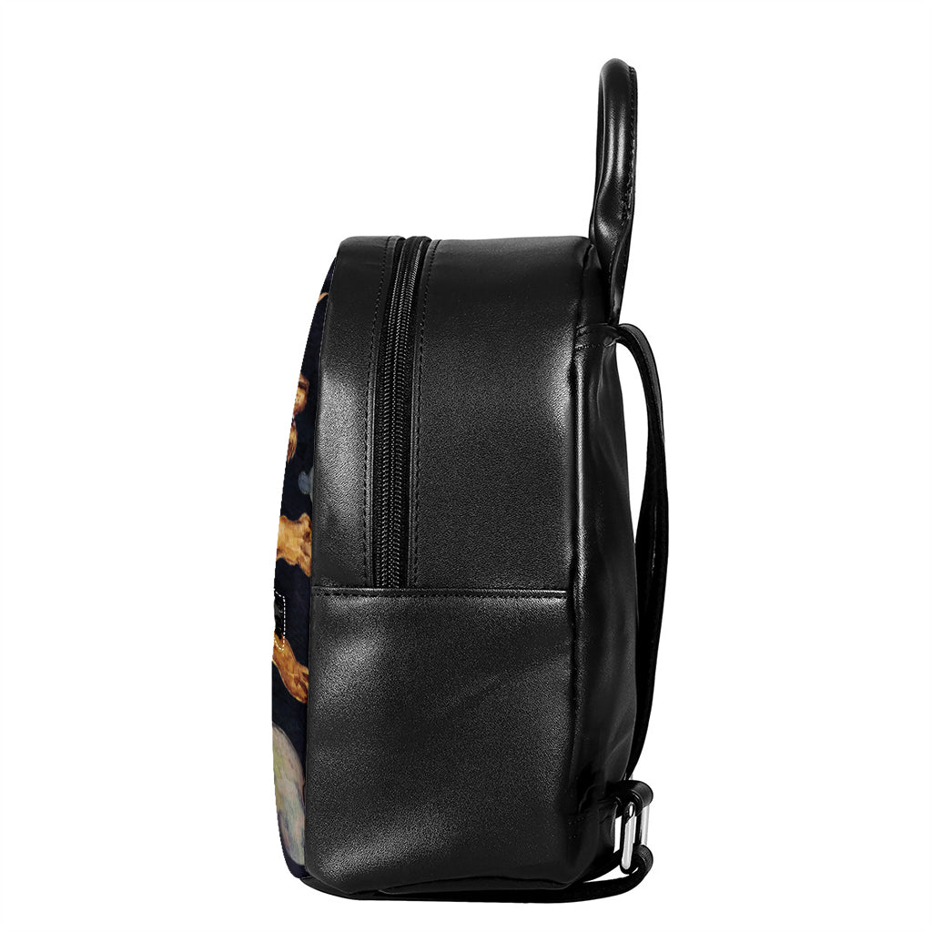 Watercolor Leo Zodiac Sign Print Leather Backpack
