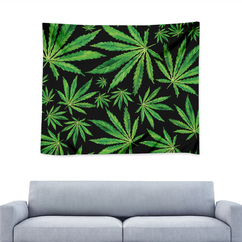 Watercolor Marijuana Leaf Pattern Print Tapestry