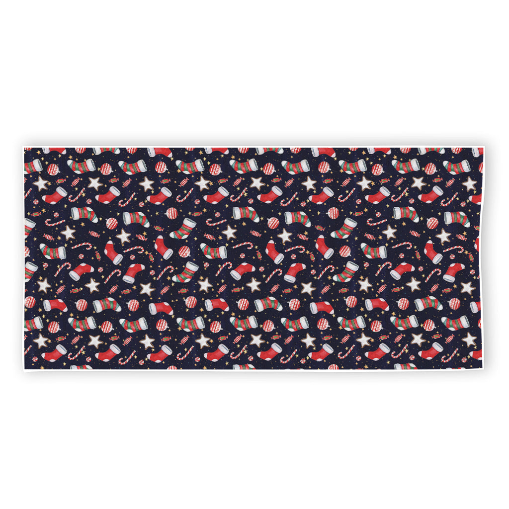 Watercolor Merry Christmas Pattern Print Beach Towel