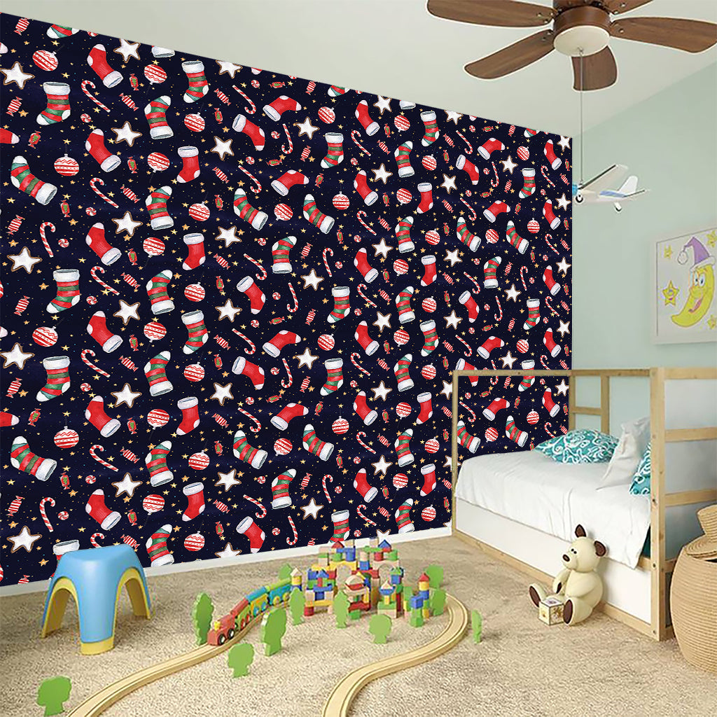 Watercolor Merry Christmas Pattern Print Wall Sticker