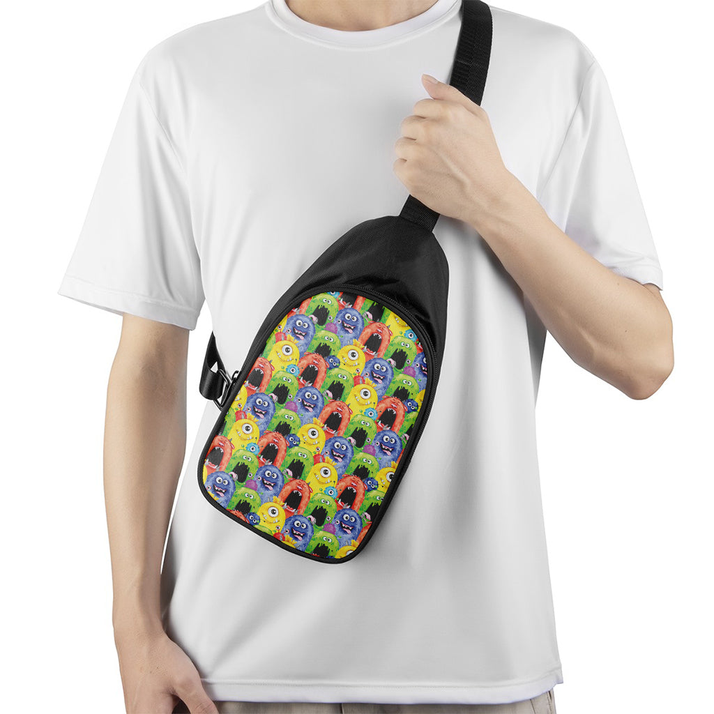 Watercolor Monster Pattern Print Chest Bag