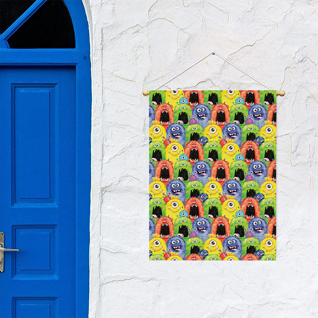 Watercolor Monster Pattern Print Garden Flag