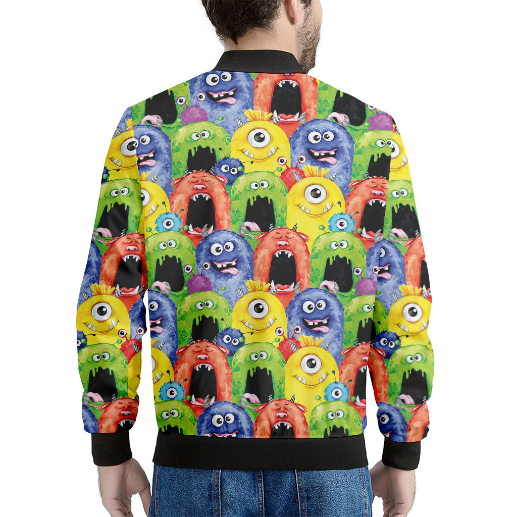Watercolor Monster Pattern Print Men's Bomber Jacket