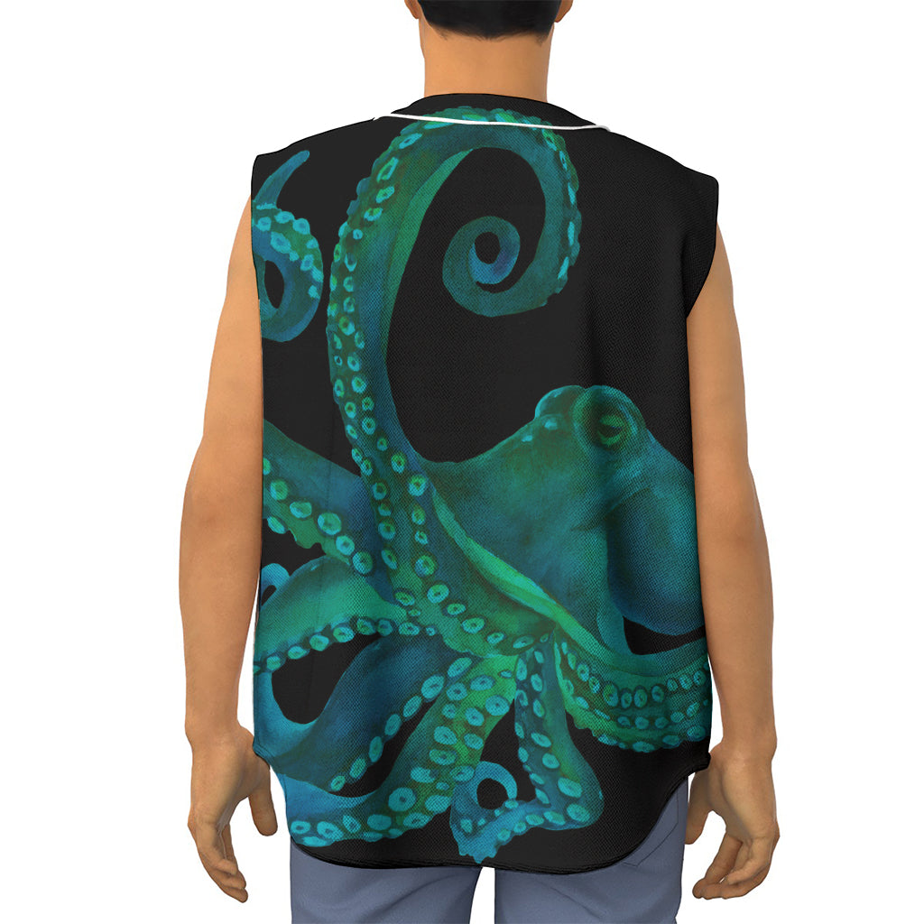 Watercolor Octopus Print Sleeveless Baseball Jersey