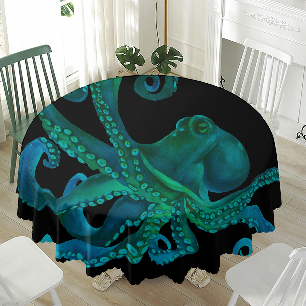 Watercolor Octopus Print Waterproof Round Tablecloth