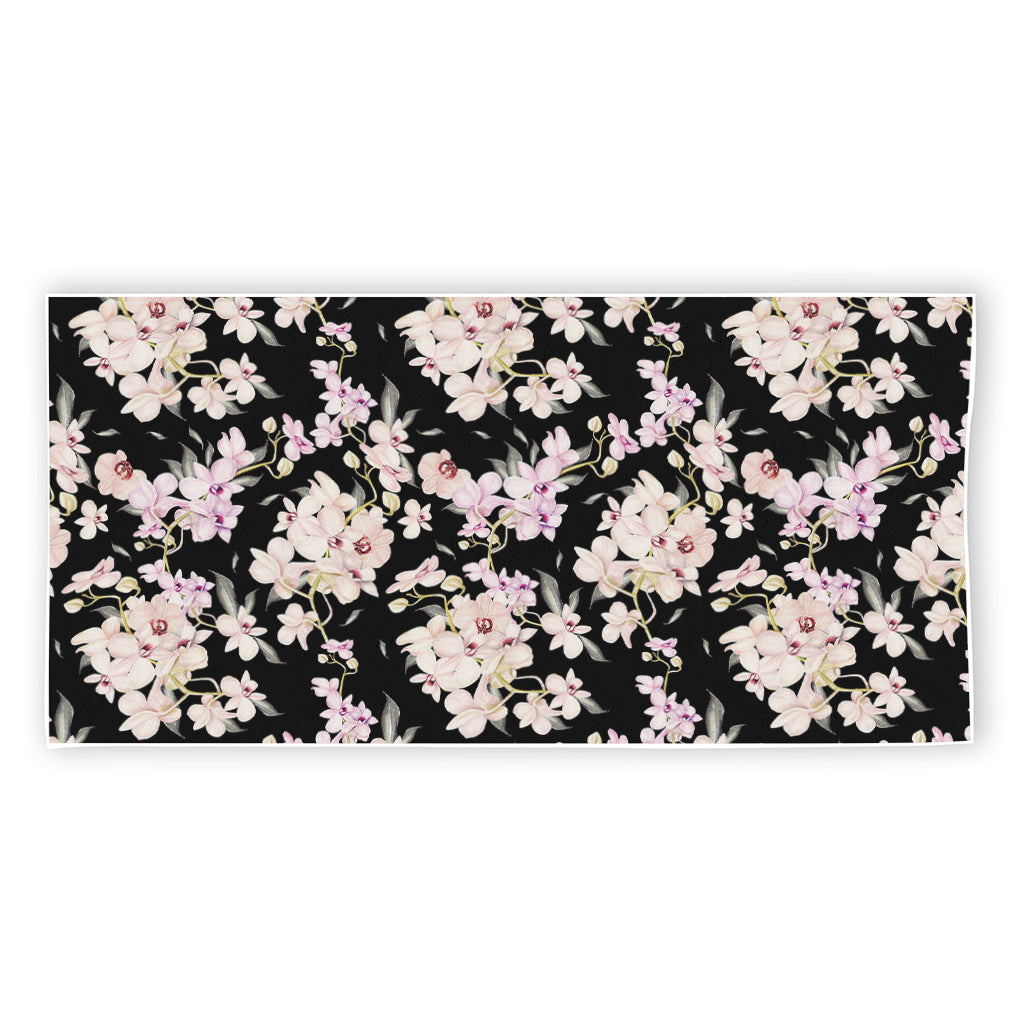 Watercolor Orchid Flower Pattern Print Beach Towel