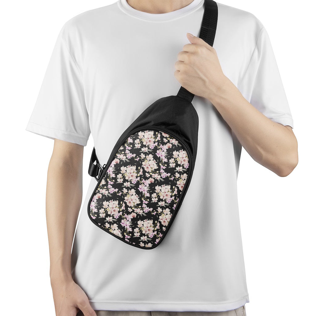 Watercolor Orchid Flower Pattern Print Chest Bag