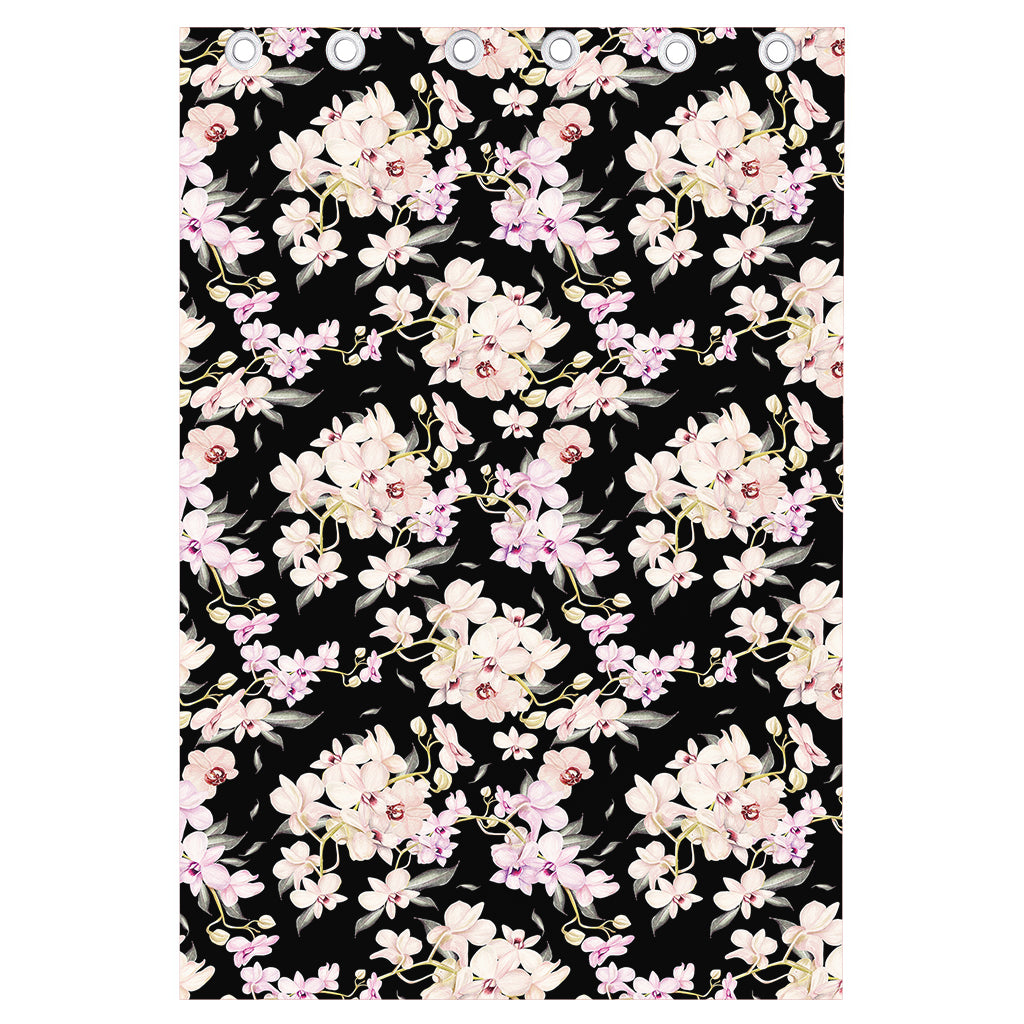 Watercolor Orchid Flower Pattern Print Curtain