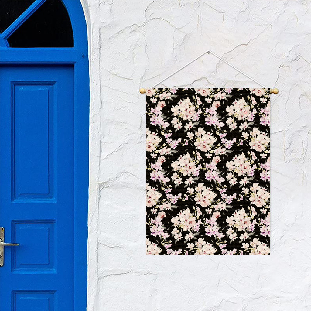 Watercolor Orchid Flower Pattern Print Garden Flag