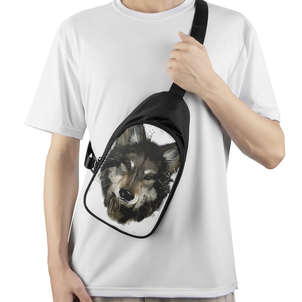Watercolor Painting Wolf Print Chest Bag
