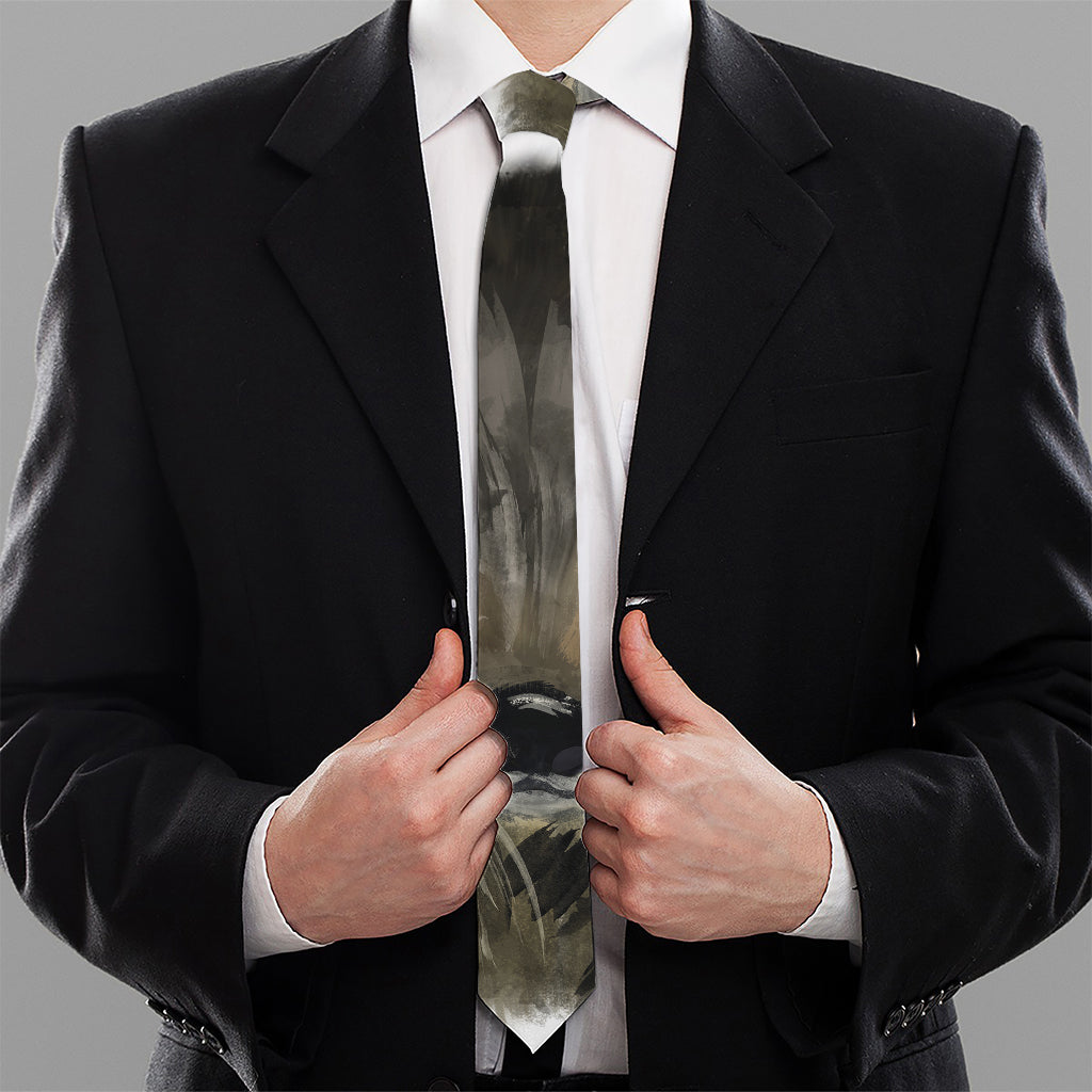 Watercolor Painting Wolf Print Necktie