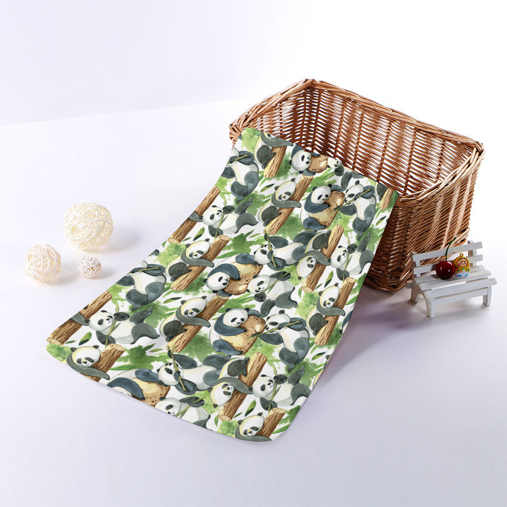 Watercolor Panda Bear Pattern Print Towel