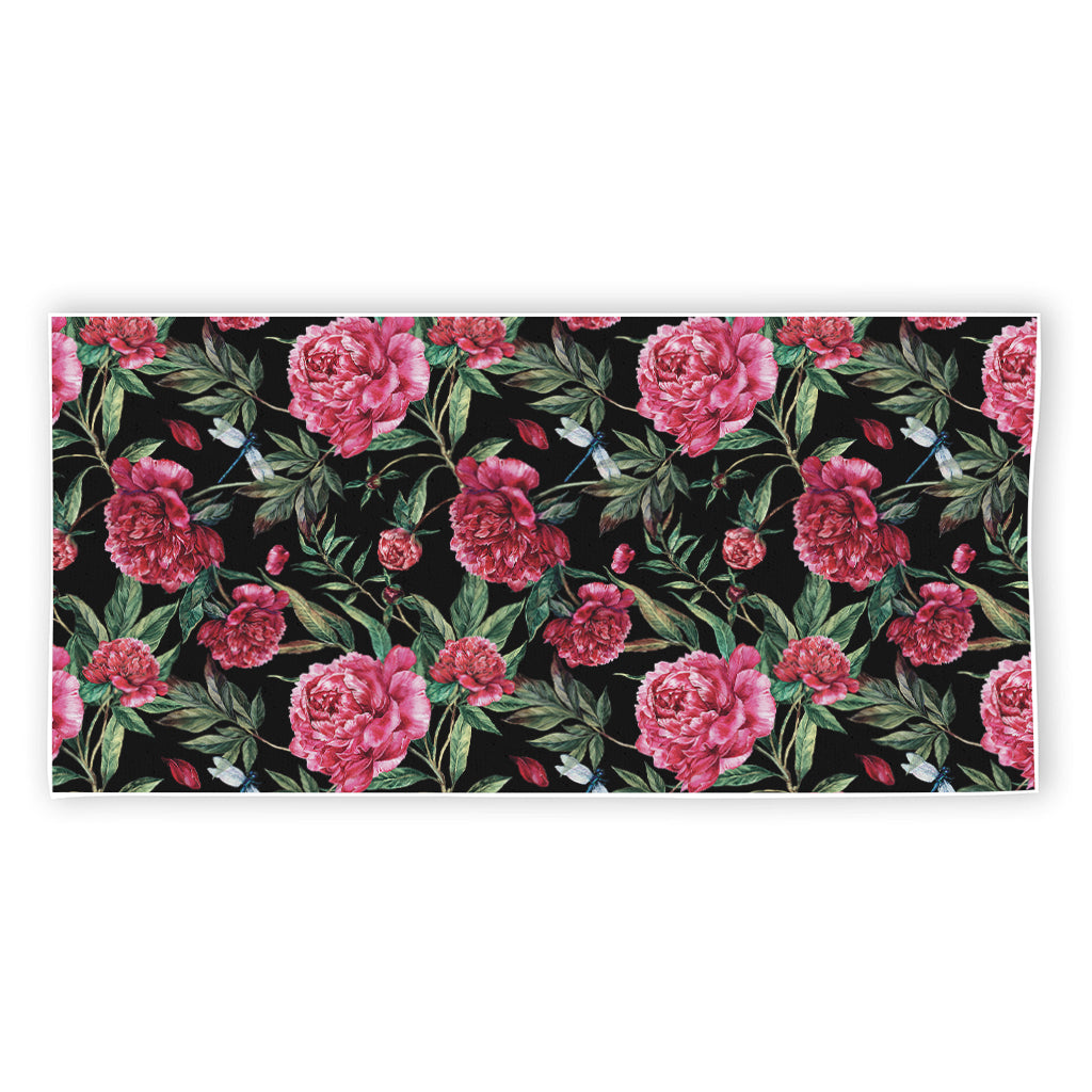Watercolor Peony Pattern Print Beach Towel