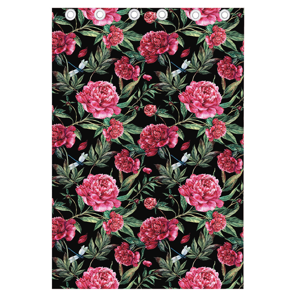 Watercolor Peony Pattern Print Curtain