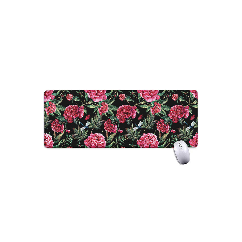 Watercolor Peony Pattern Print Extended Mouse Pad