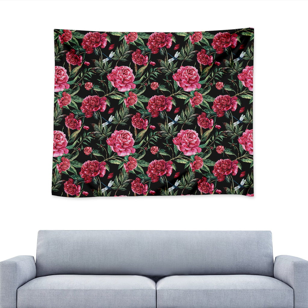 Watercolor Peony Pattern Print Tapestry