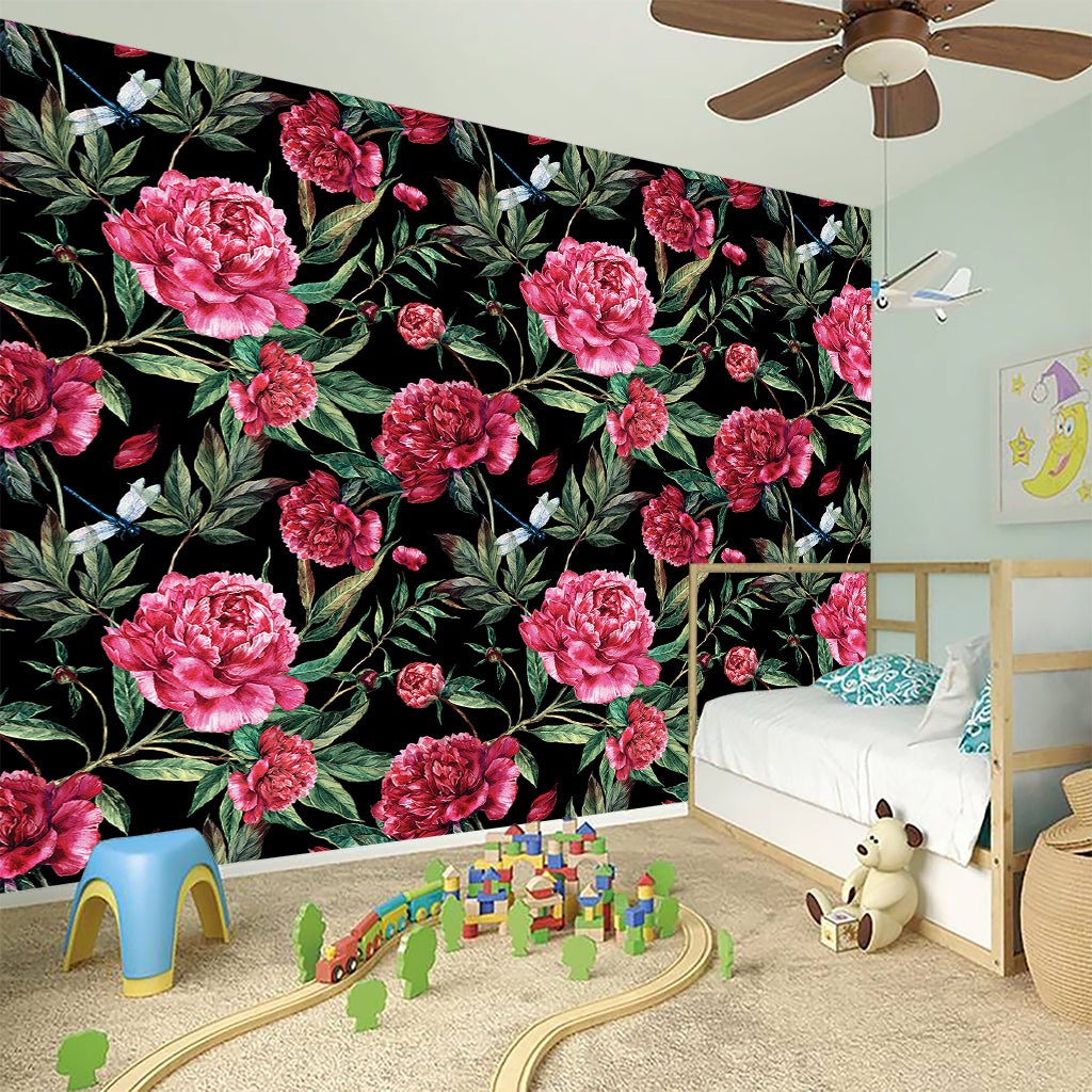 Watercolor Peony Pattern Print Wall Sticker