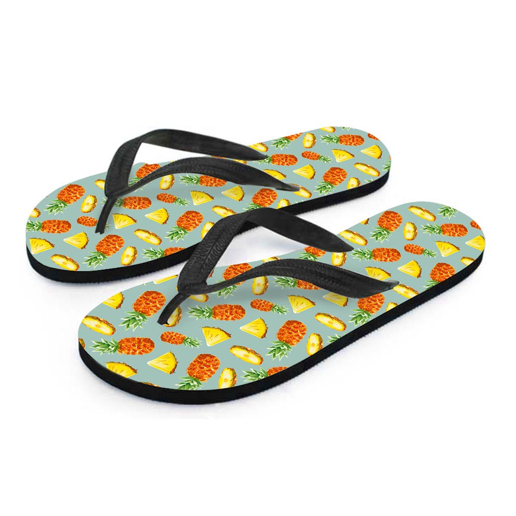 Watercolor Pineapple Pattern Print Flip Flops