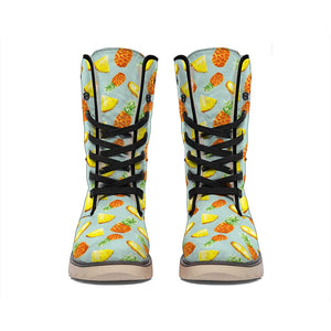 Watercolor Pineapple Pattern Print Winter Boots