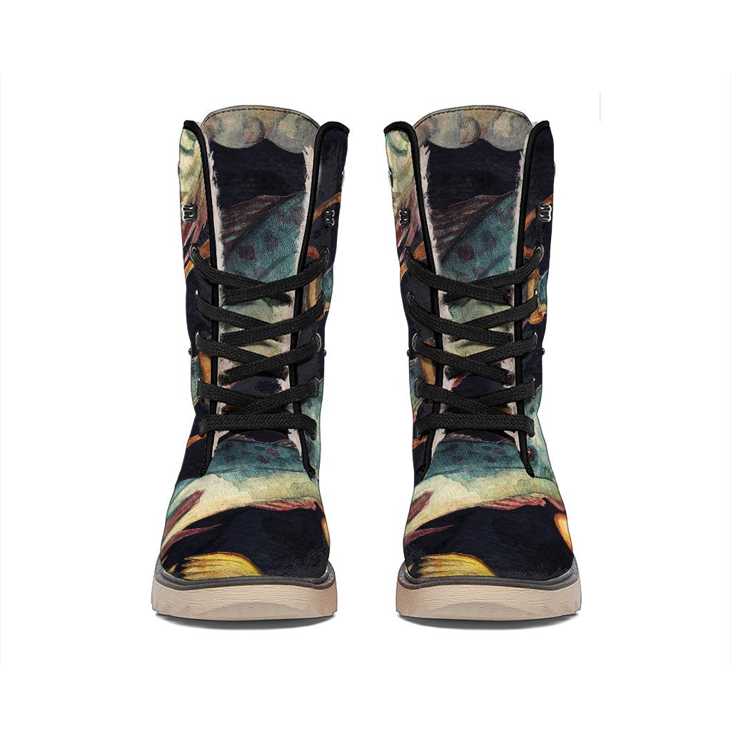 Watercolor Pisces Zodiac Sign Print Winter Boots