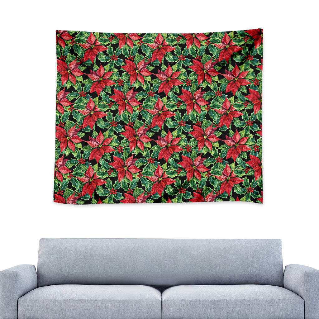 Watercolor Poinsettia Pattern Print Tapestry