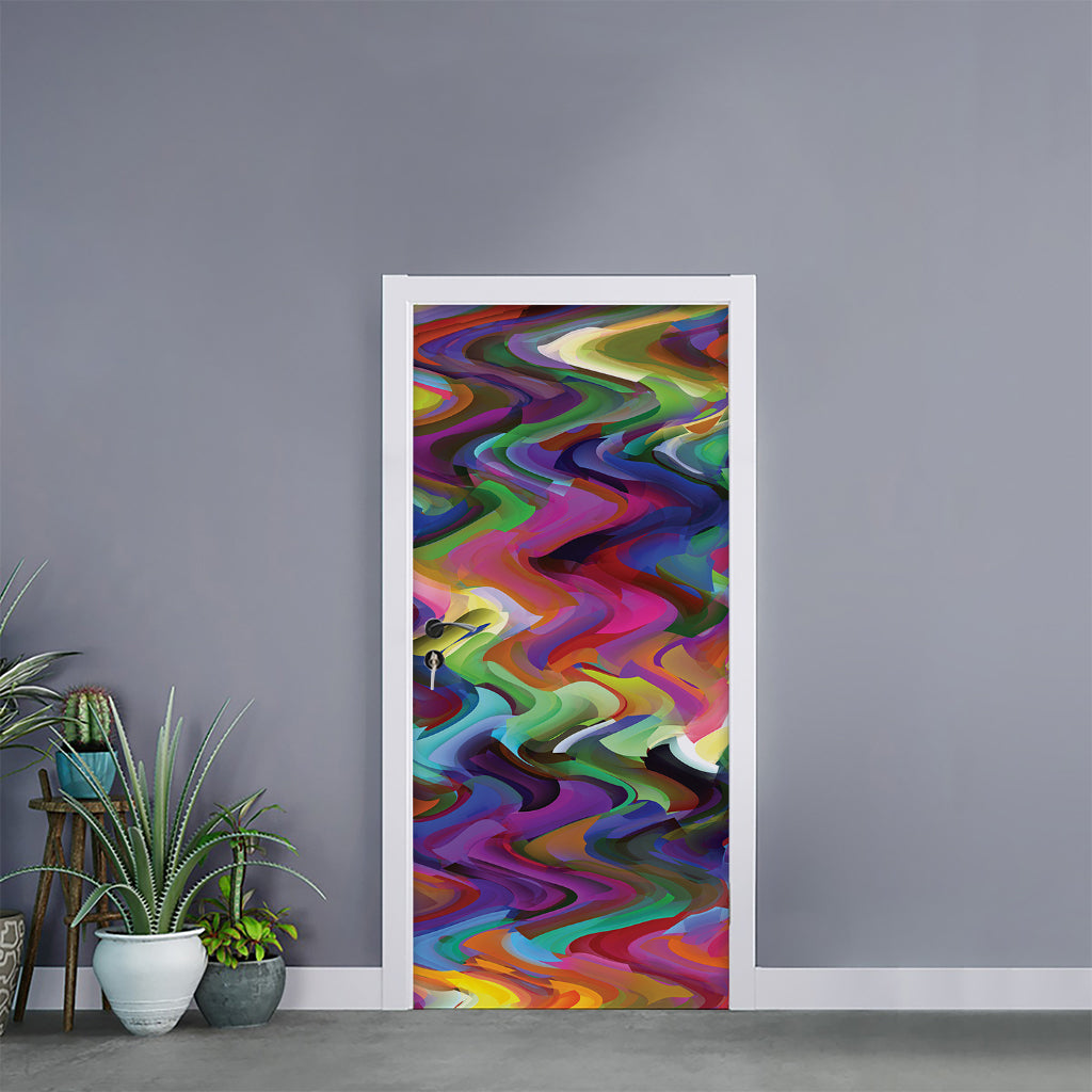 Watercolor Psychedelic Print Door Sticker