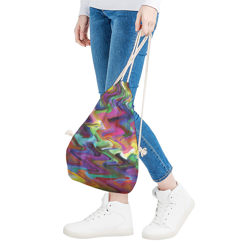 Watercolor Psychedelic Print Drawstring Bag