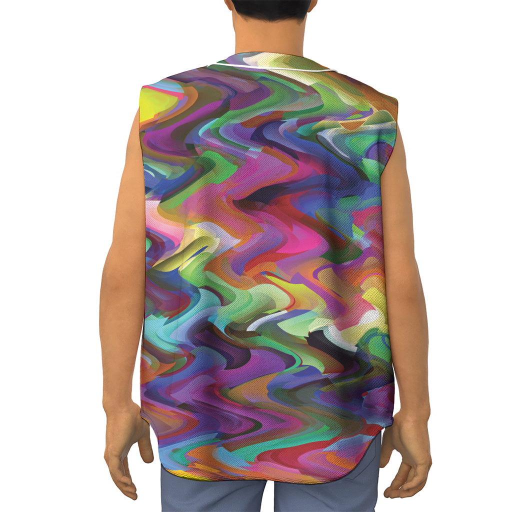Watercolor Psychedelic Print Sleeveless Baseball Jersey