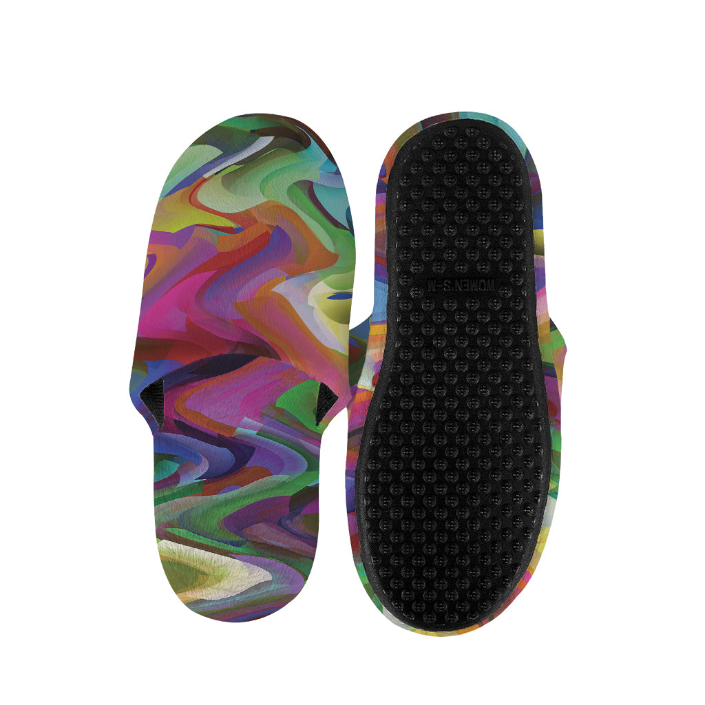 Watercolor Psychedelic Print Slippers