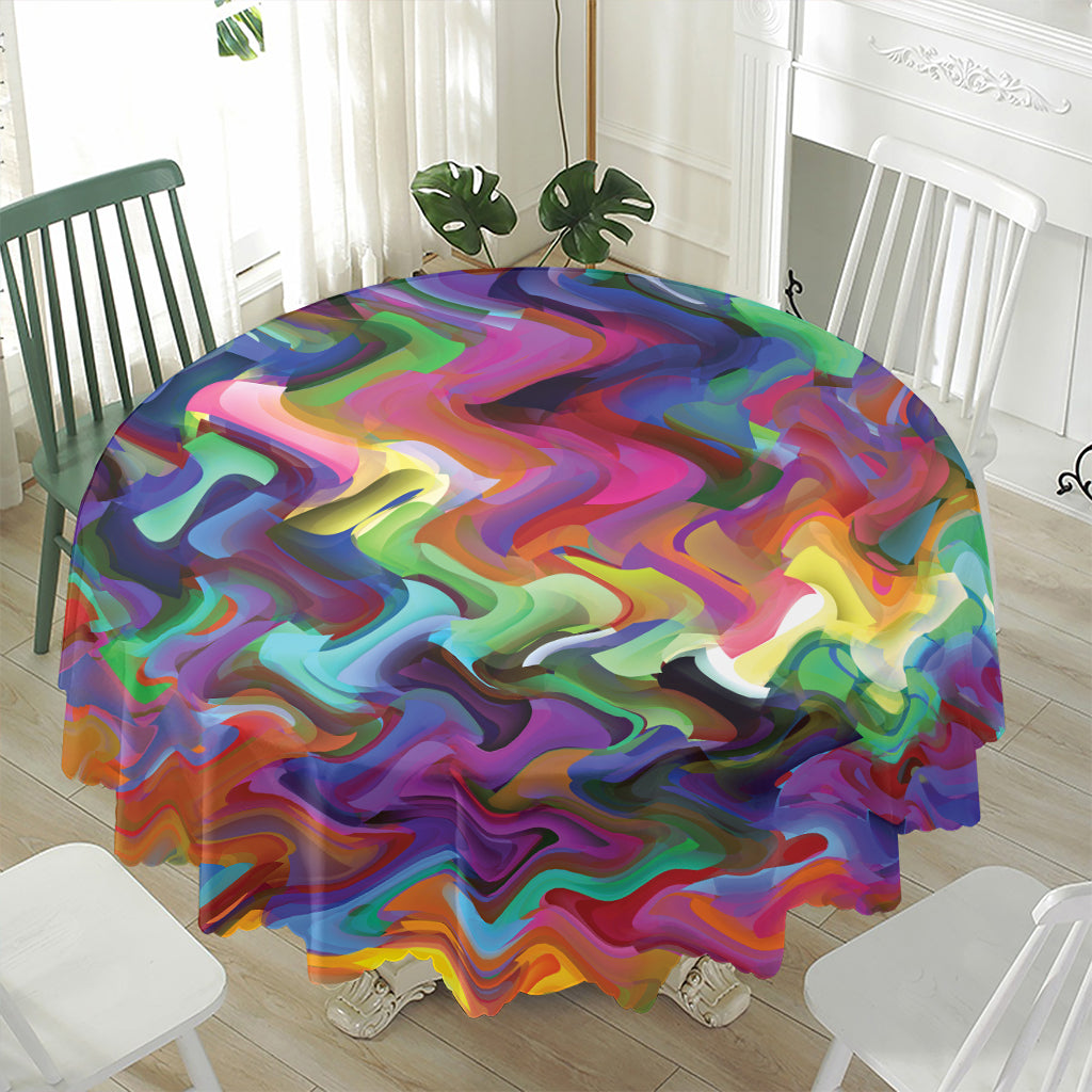 Watercolor Psychedelic Print Waterproof Round Tablecloth