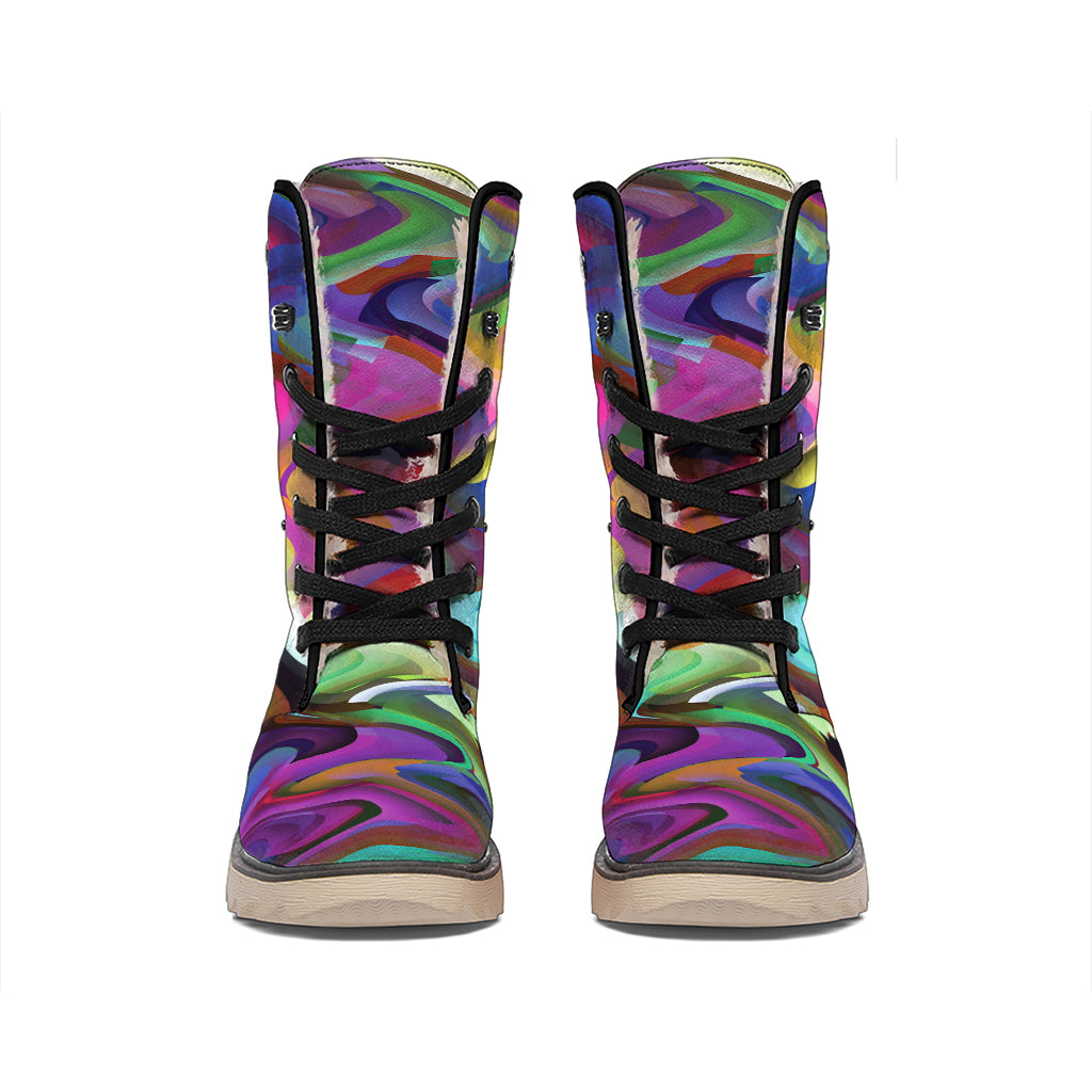 Watercolor Psychedelic Print Winter Boots