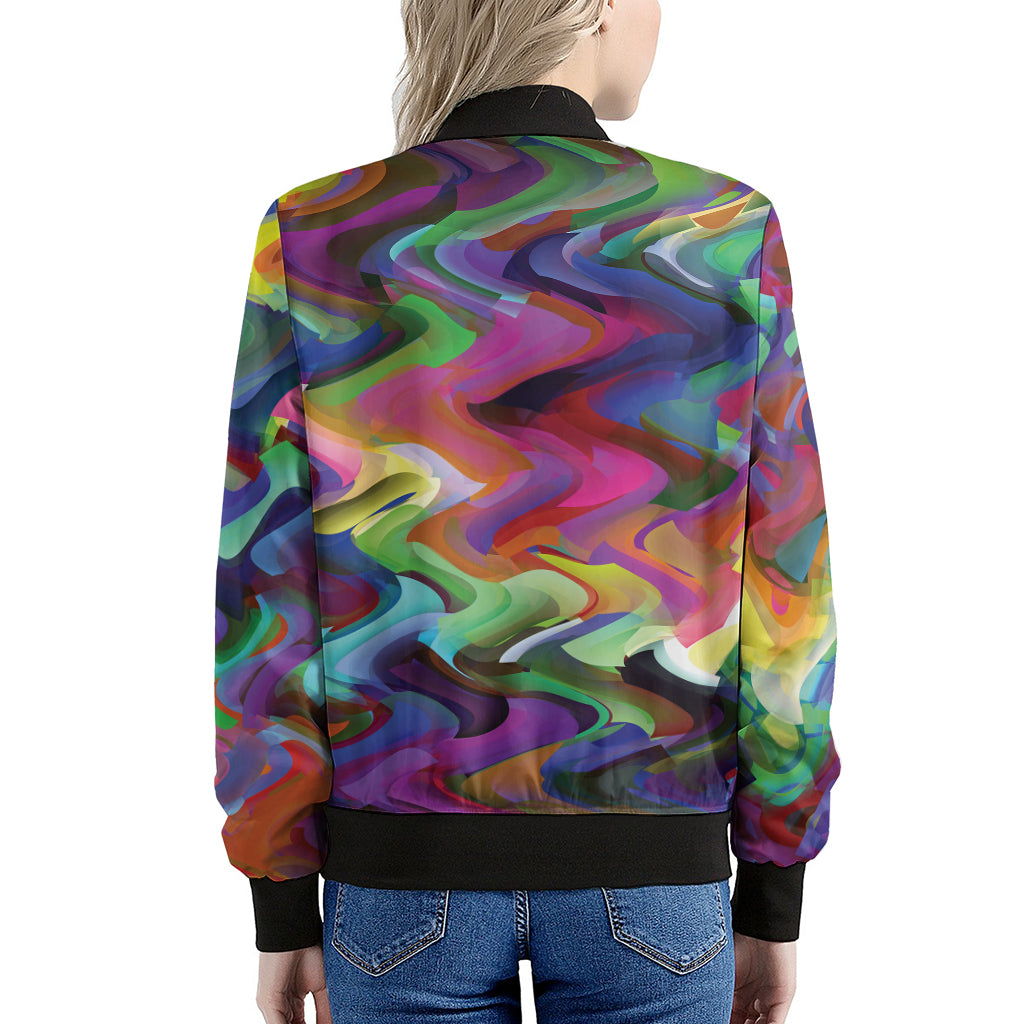 Watercolor Psychedelic Print Women's Bomber Jacket