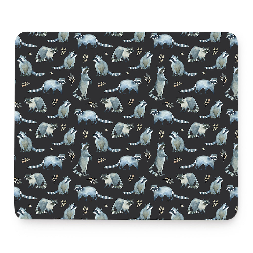 Watercolor Raccoon Pattern Print Mouse Pad