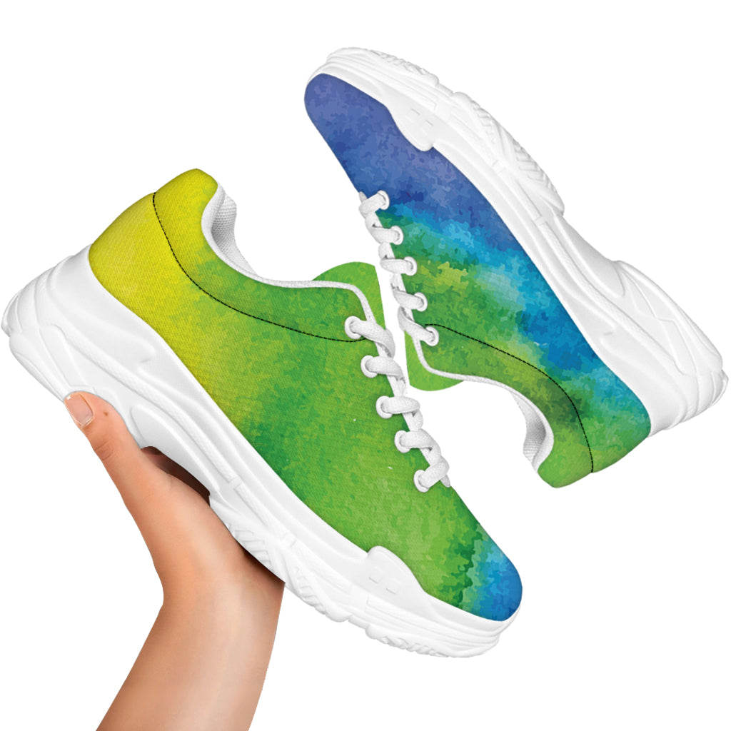 Watercolor Rainbow LGBT Pride Print White Chunky Shoes