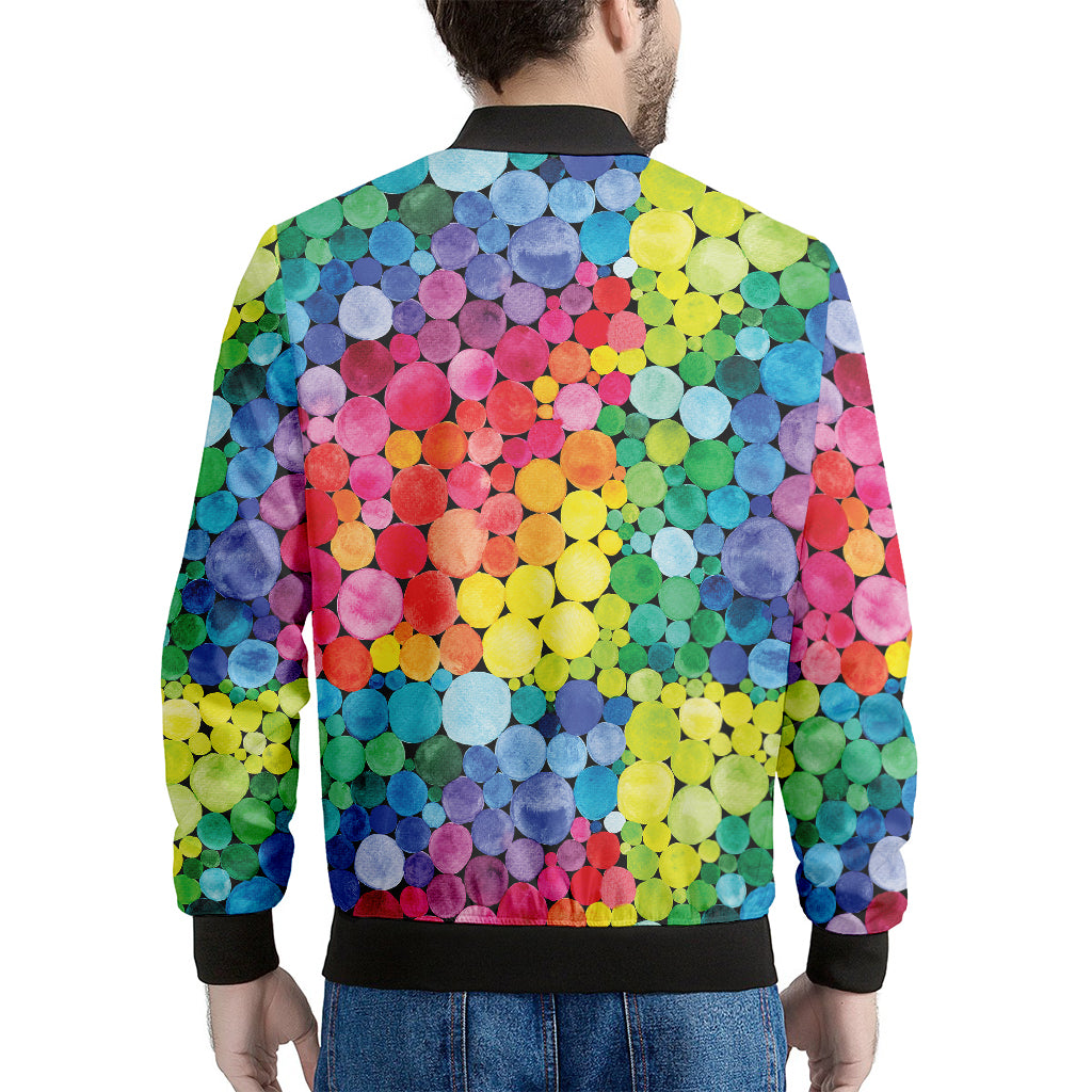 Watercolor Rainbow Pattern Print Men's Bomber Jacket