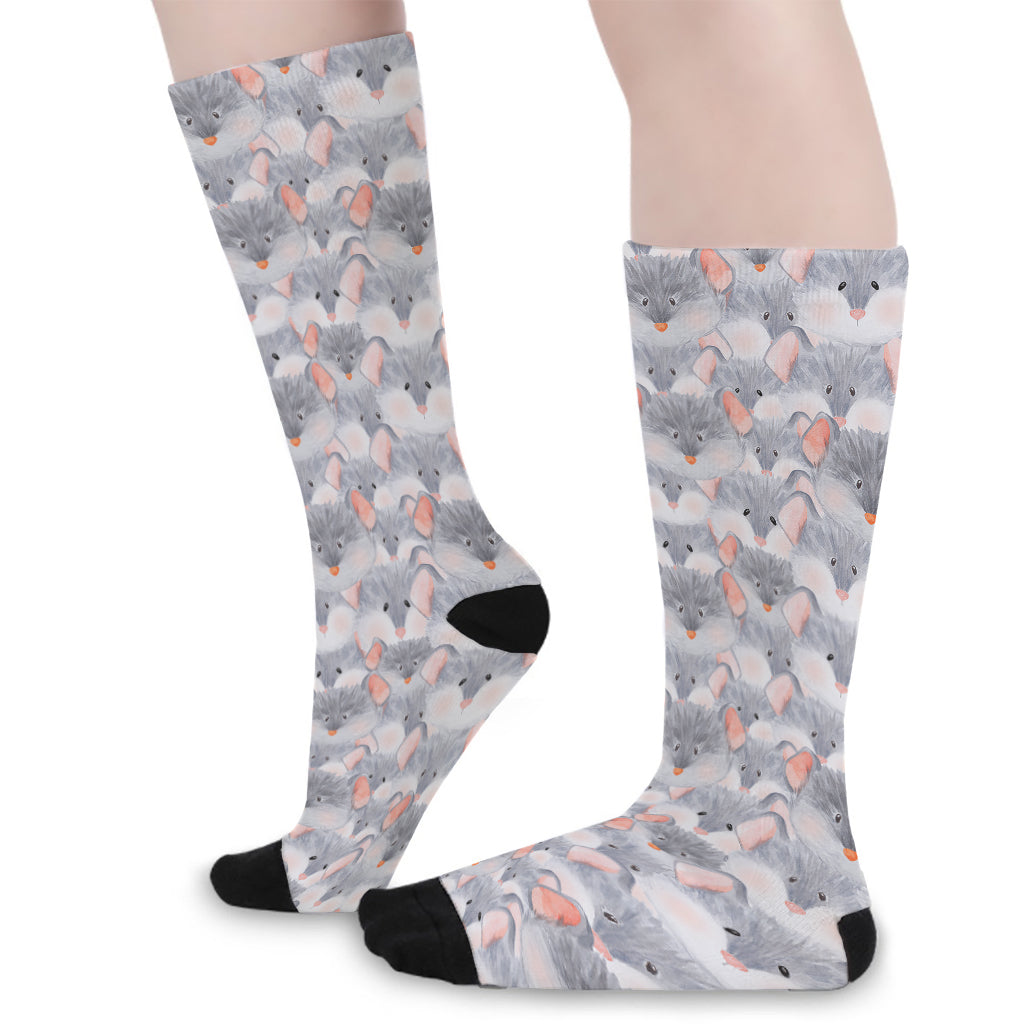 Watercolor Rat Pattern Print Long Socks