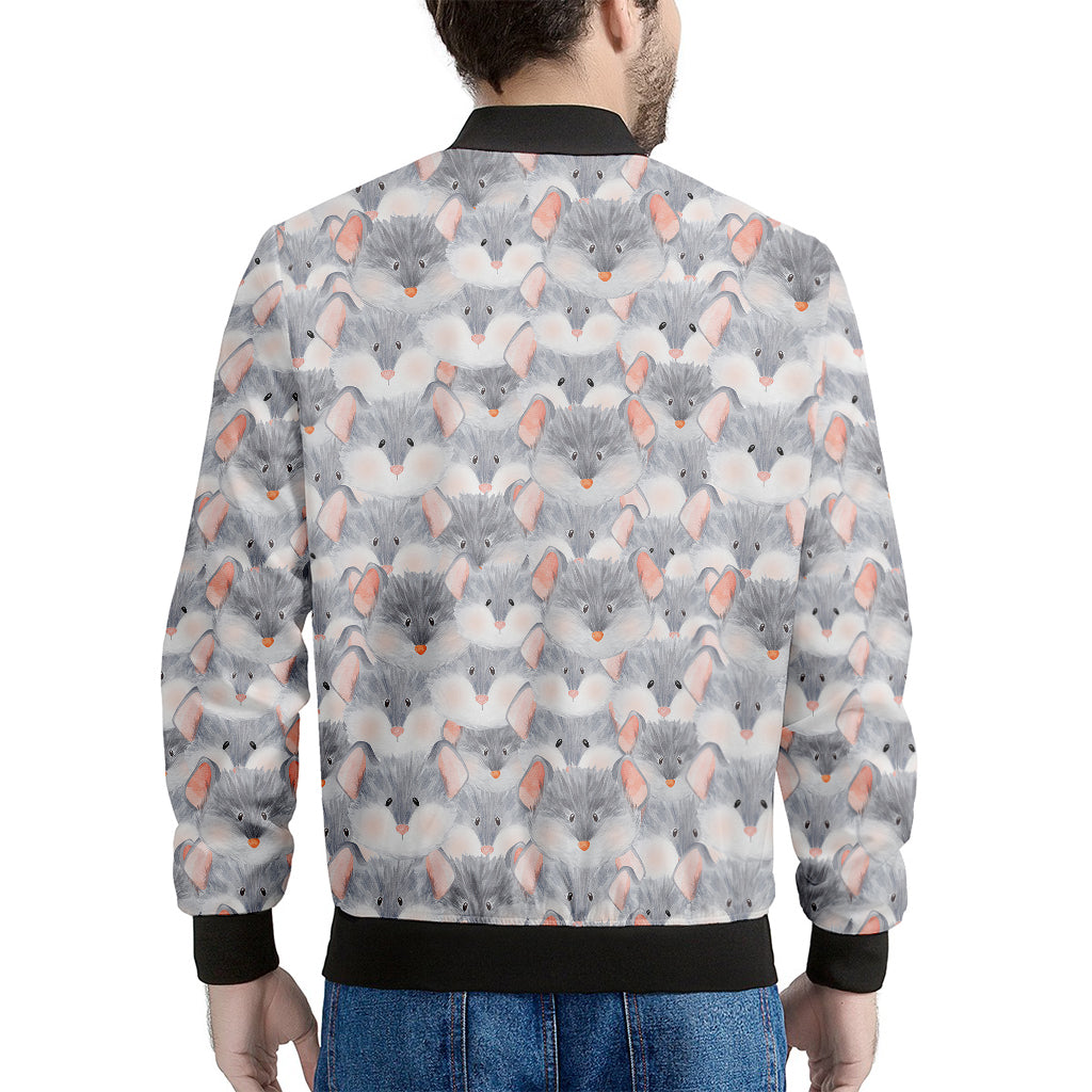 Watercolor Rat Pattern Print Men's Bomber Jacket