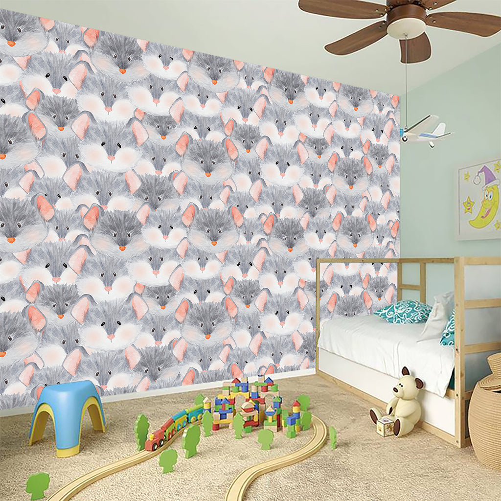 Watercolor Rat Pattern Print Wall Sticker