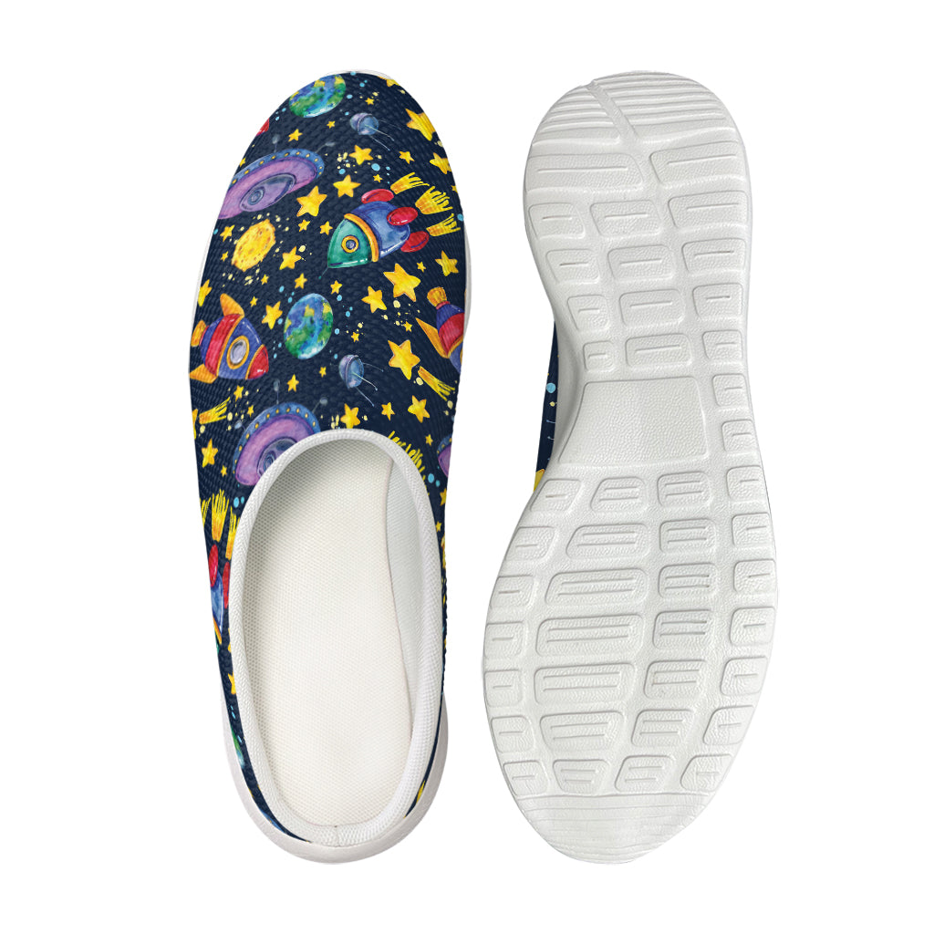 Watercolor Rocket Pattern Print Mesh Casual Shoes
