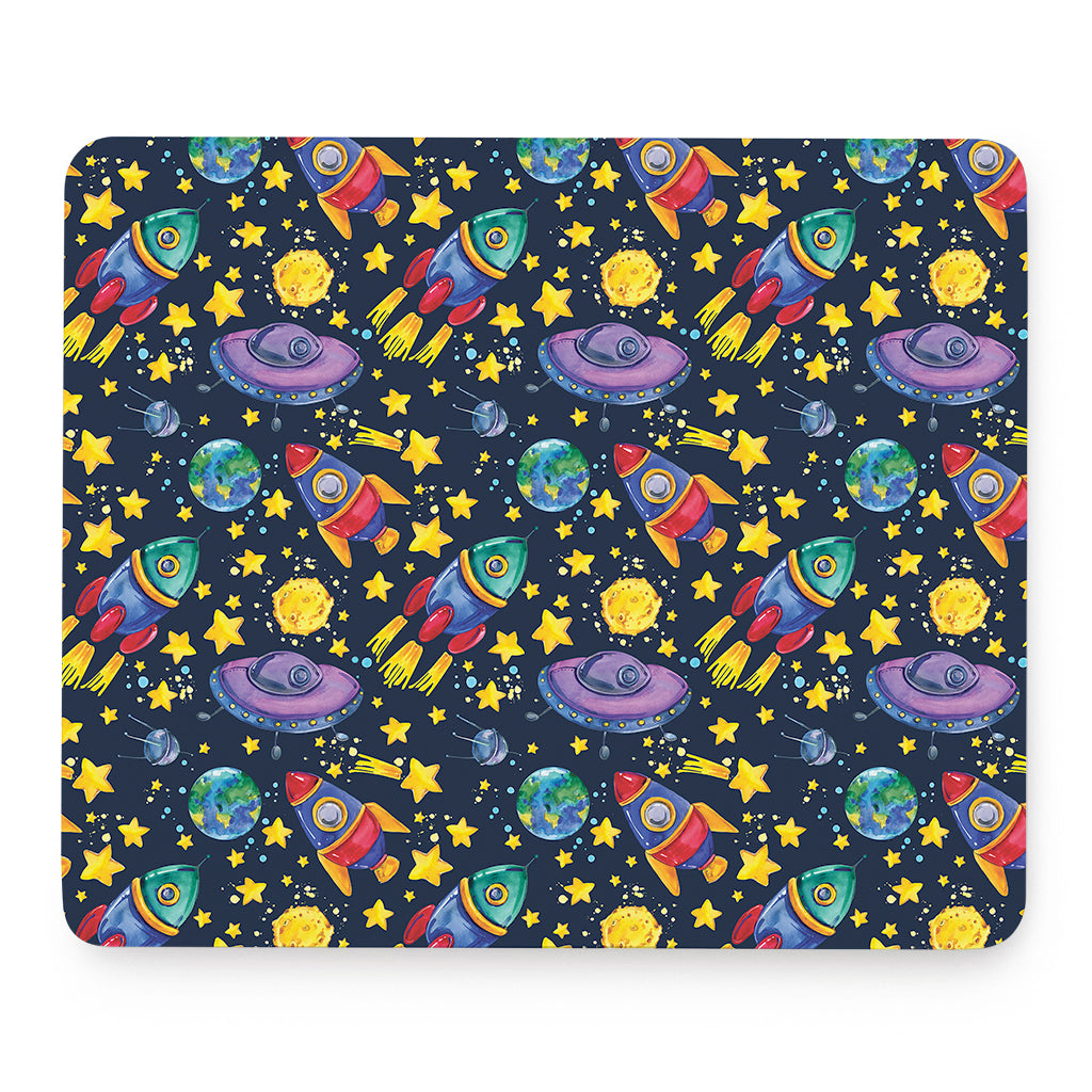 Watercolor Rocket Pattern Print Mouse Pad