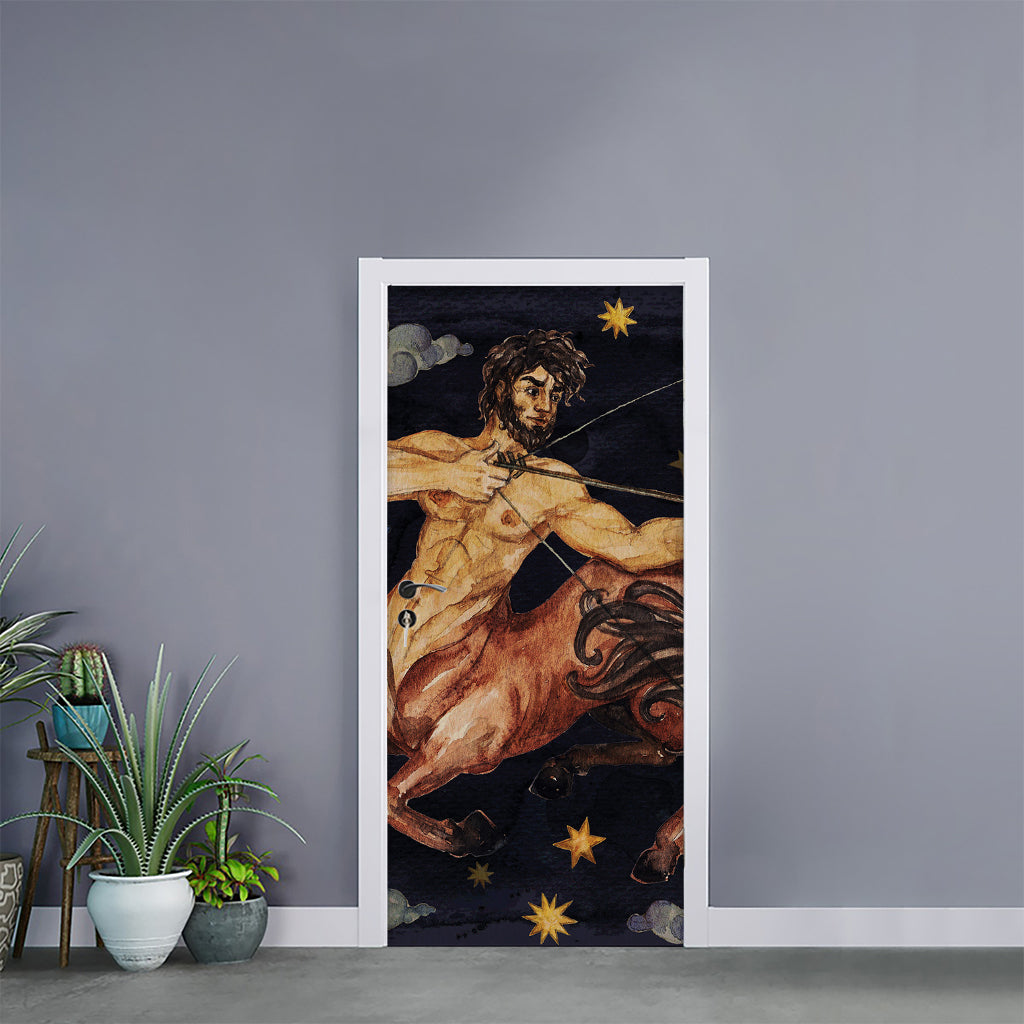 Watercolor Sagittarius Zodiac Sign Print Door Sticker